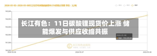 长江有色：11日碳酸锂现货价上涨 储能爆发与供应收缩共振