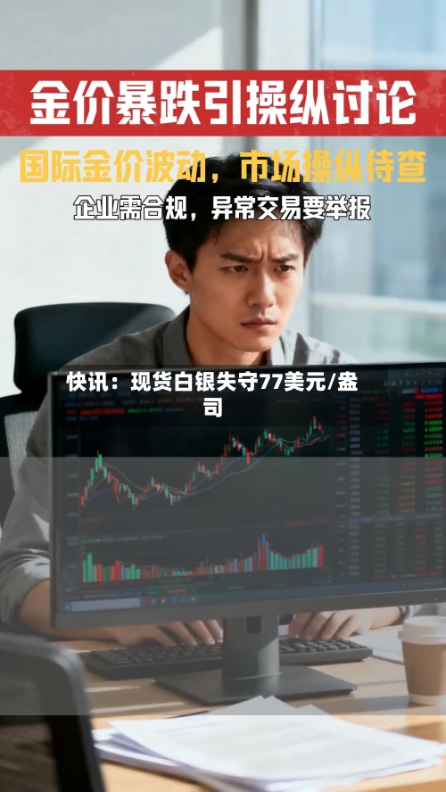 快讯：现货白银失守77美元/盎司